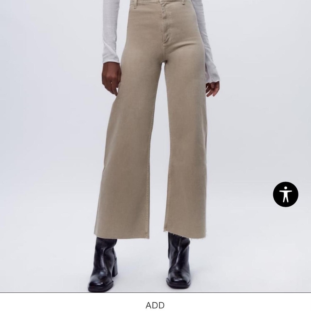 Zara khaki marine wide leg jeans